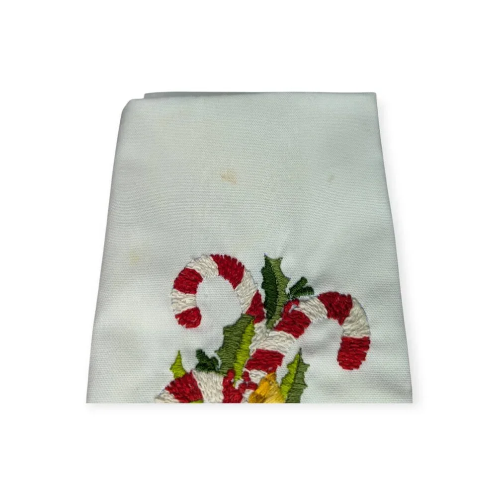 Christmas Holiday Themed Towels Set of 5 Embroidered Candy Cane